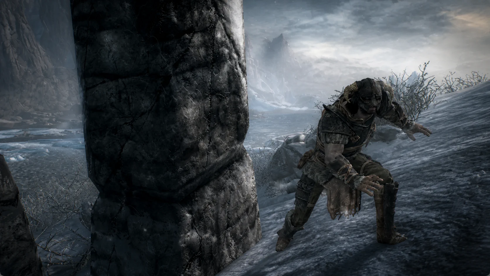 A draugr war-chief rising beside the standing stones