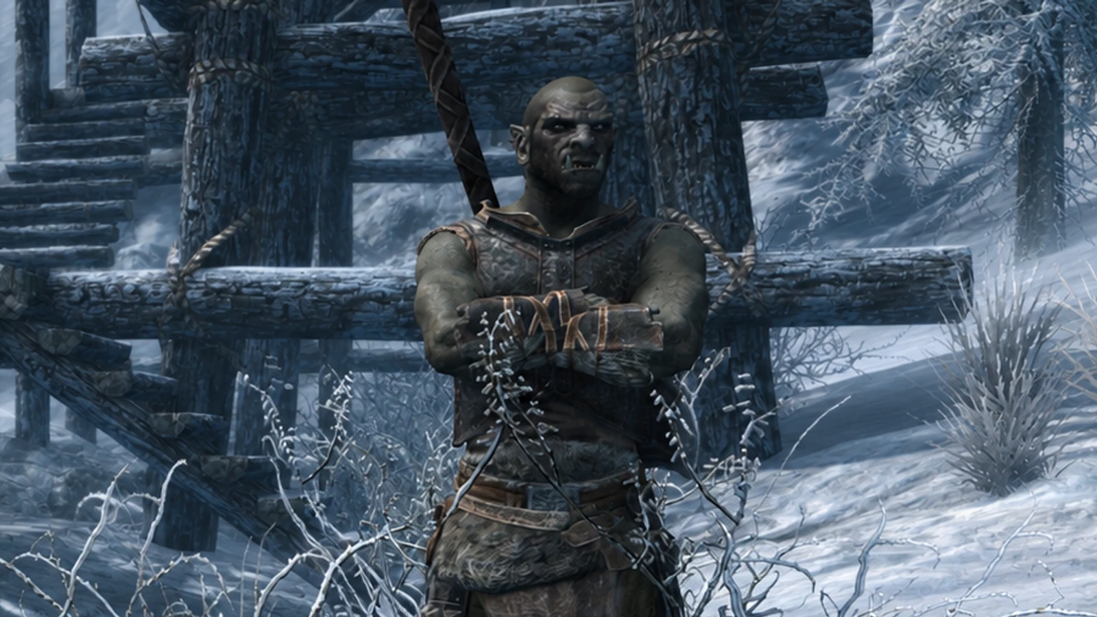 The Stronghold Smith keeping watch among the snow-covered timbers of Narzulbur
