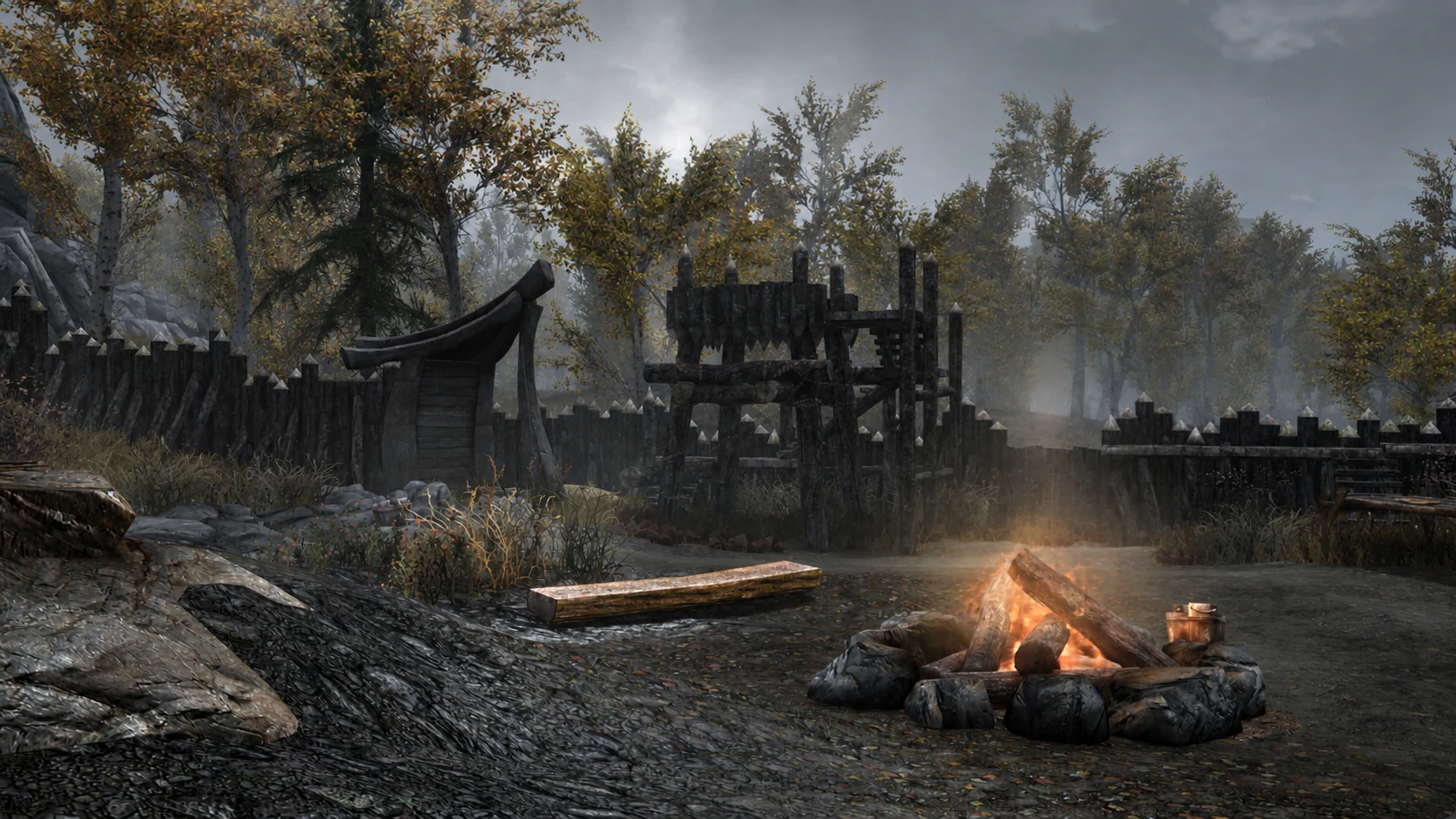 The central fire and timber palisade inside Largashbur