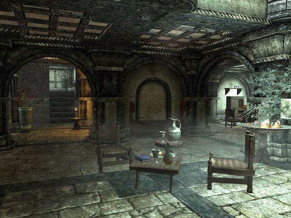 The furnished interior of Proudspire Manor in Solitude
