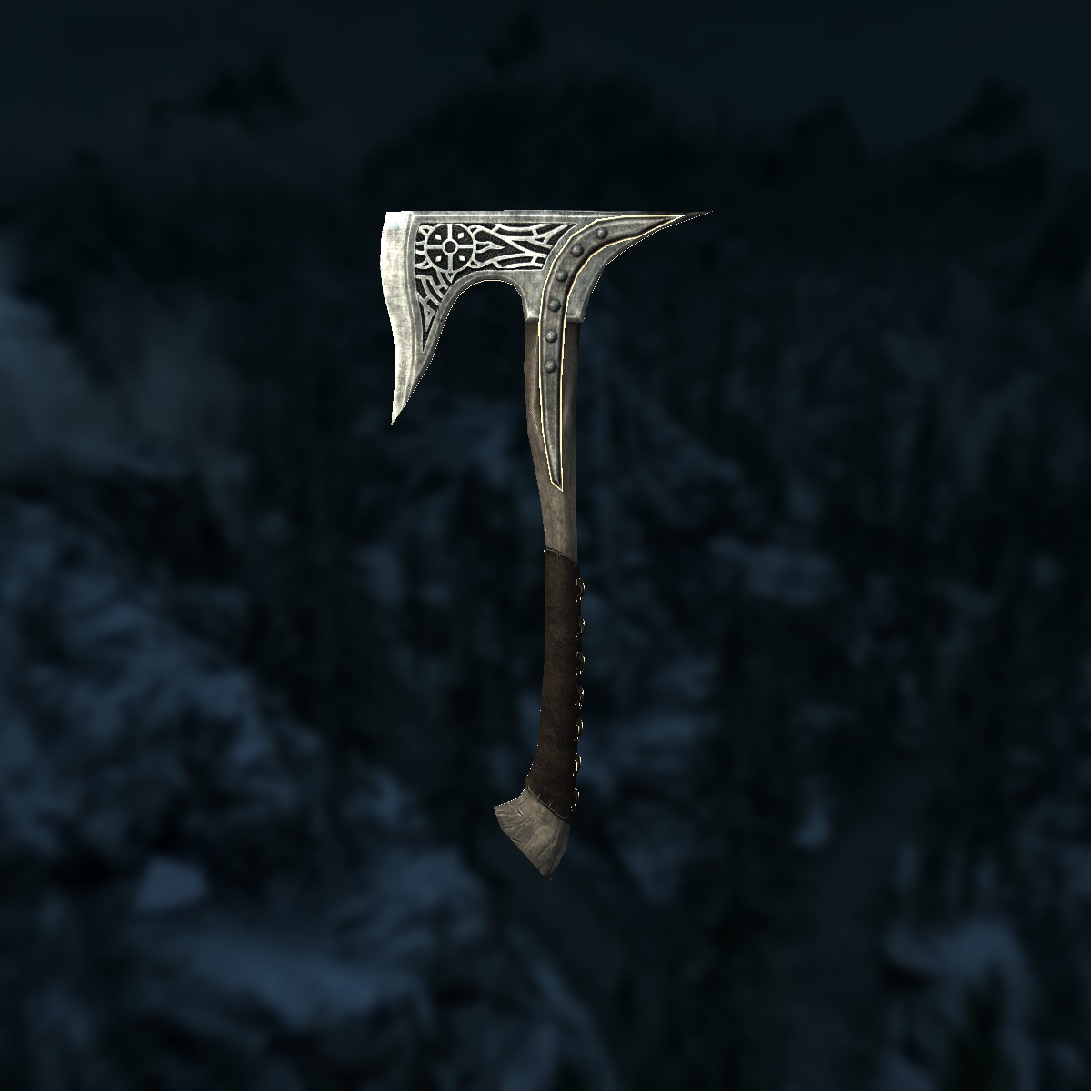 The Dawnguard Rune Axe with its sunburst-shaped blade