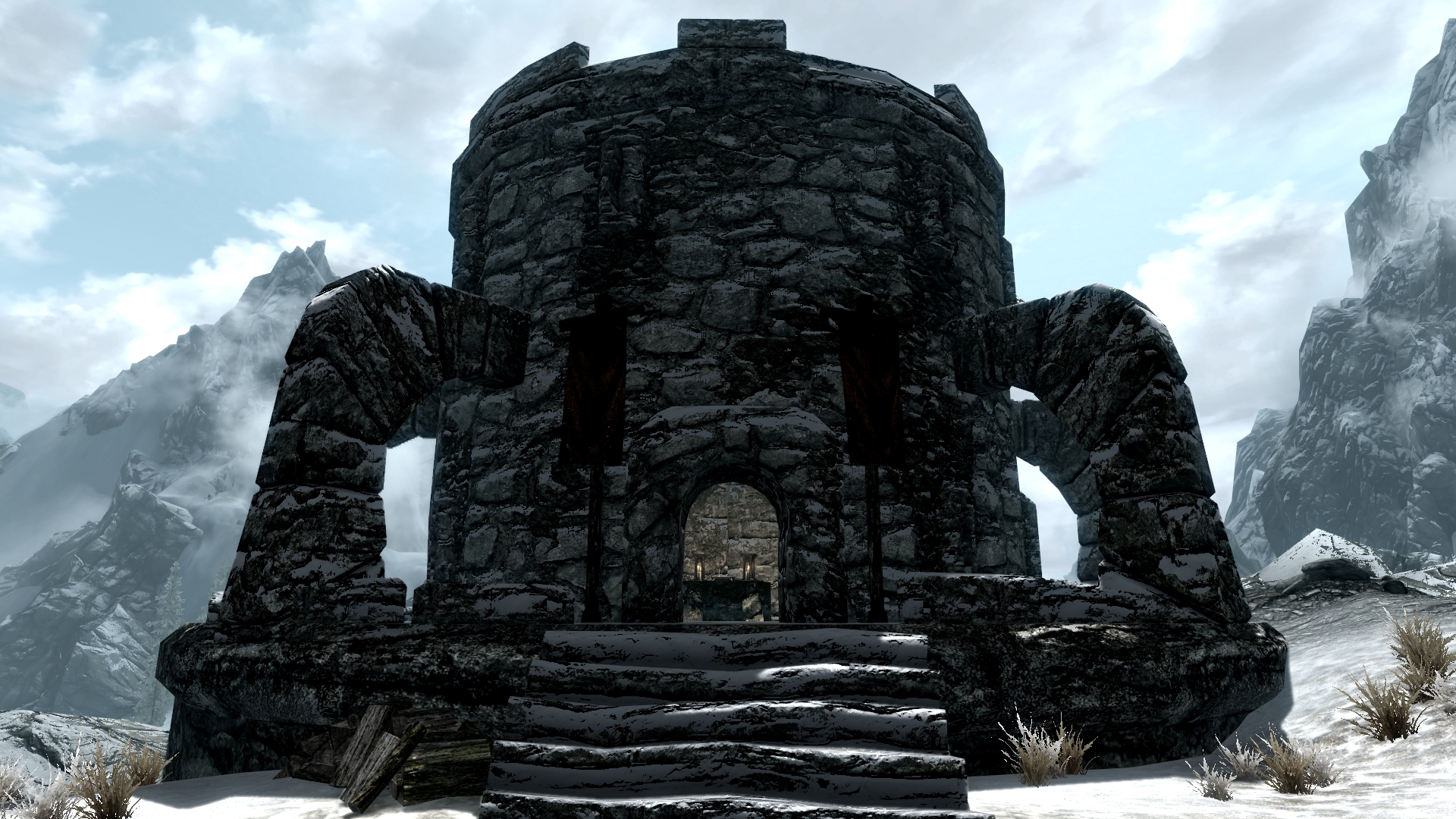 Stendarr's Beacon standing on a forested ridge in the Rift